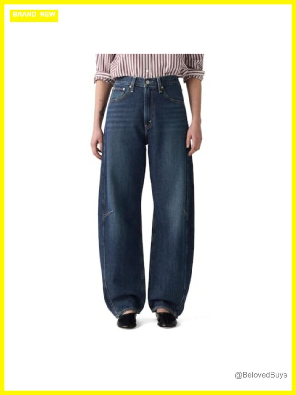 High Rise Tapered Barrel Jeans with Cinchable Waist